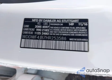 2017 Mercedes-Benz C 300 из США, поврежденный, VIN WDDWF4JB7HR253586